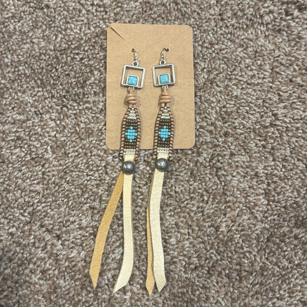 Fringe Studio Hand Made Turquoise, sterling Silver with genuine leather NWT